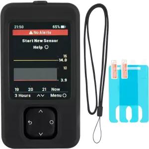 넥 랜야드와 2PCS 스크린 프로텍터가 있는 Swiatla Dexcom G7 리시버 케이스(블랙)