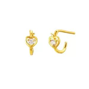 [ 멜로라] O컬렉션 24K 하트큐빅 후프 귀걸이 1.12g