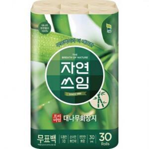 자연쓰임 프리미엄 대나무 펄프 화장지 3겹 30m 30롤, 30m, 30개입, 1개 one option