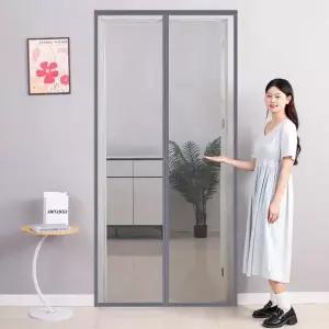 [리빙피스] 촘촘튼튼 유리섬유 자석 문 모기장 100x210cm 그레이