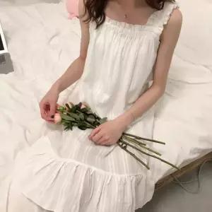 청순 러블리 프릴 순면 민소매 파자마 원피스 여름 여자 치마 잠옷