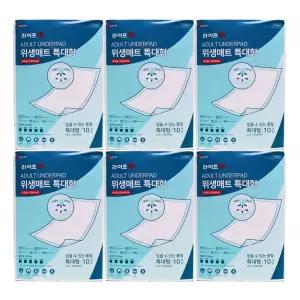라이프업 위생 깔개 매트 패드 특대형 침대 매트리스 고정테이프 대변 소변 젖음 방지 6팩 60매