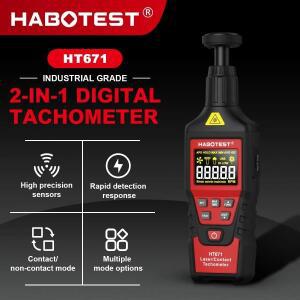 HABOTEST HT671 2-in-1 접촉식  레이저 타코미터(전환  모드) 10-99999 계산 범위 충전식 타코미터