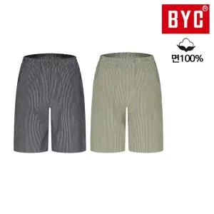 BYC NCG1195 스트라이프 면선염 남녀공용5부파자마 커플잠옷바지