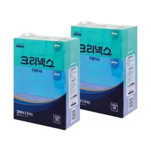 크리넥스 미용티슈 200매 콤비 3입 x 2팩 총6곽 사각티슈 각티슈 460016102