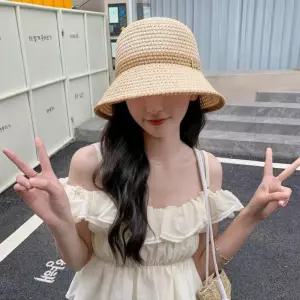 여자 3컬러 썸머 배색 니트짜임 버킷햇 벙거지 모자