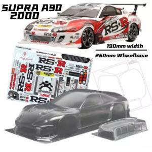 1/10 supra A90 2000 PC 바디 쉘 190mm 너비 투명 깨끗한 페인트 없음 1/10 rc tamiya hsp yokomo mst 용 260mm 휠베이스