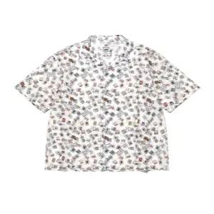 리 올오버 패턴 반팔 셔츠 화이트 린넨 코튼셔츠 LE2602SS08WH 6309510