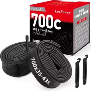 LotFancy 700C 자전거 튜브 2Pcs 700x35/43C 도로 700x35C 700x38C 700x40C 700x42C 어 40622 28인치 x 5/8