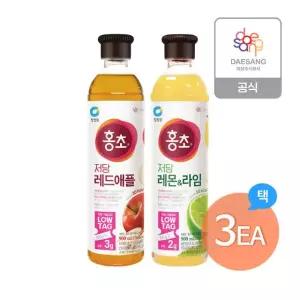 청정원 저당 홍초 900ml 2종(레드애플,레몬라임) 3개 골라담기