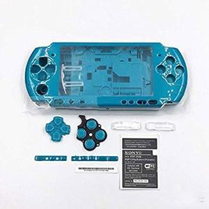 버튼 나사 세트가 있는 새로운 교체용 PSP 3000 풀 하우징 쉘 커버 - 청자 그린.