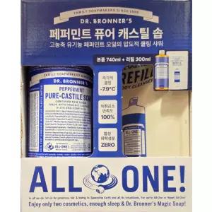 닥터브로너스 퓨어 캐스틸 솝 페퍼민트 740ml+300ml 코스트코
