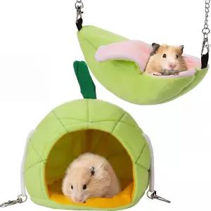 Jetec 2pcs 햄스터 해먹 소프트 베드 작은 애완 동물 기니피그 쥐 친칠라 잠자고 놀기 위한 우리 둥지
