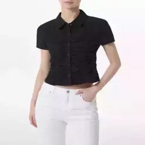 [매장정품] musinsastandardwoman 우먼즈 프론트 셔링 반소매 셔츠 [블랙] 30605a