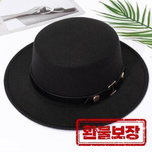 가을 겨울 여성용 프랑스 사교계 명사 햅번 스타일 벨트 버클 플랫 탑 모자 영국 복고풍 다용도 모직 재즈