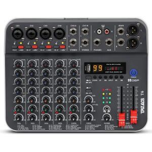 TKLBLS T6 6채널 오디오 믹서 블루투스 USB XLR RCA 인터페이스 48V 팬텀 파워 99 DSP 효과 스테이지 KTV
