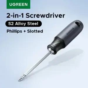 UGREEN 2-in-1 스크루 드라이버 비트 Phillips Slotted 6mm S2 합금강 포함 매일 수리 도구용 휴대용 세트