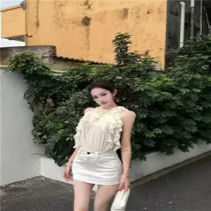 여친 트렌디 아이템 정장세트 레이어드 반비침 민소매 블라우스 소세트 하이웨스트 슬림핏 힙업 치마바지 H