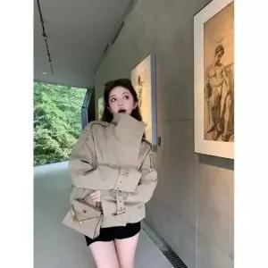여친 연두 캐주얼 트렌디 아이템 코트 트렌치 더블 차이나 긴팔 봄가을 상의 HT3