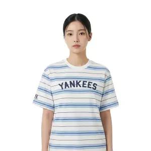 MLB 공용 스트라이프 오버핏 반팔티 3ATSV0353-50IVS