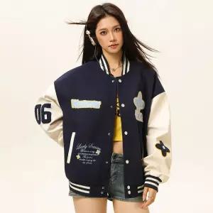 남친 빈티지 캐주얼 트렌디 아이템 점퍼 블루종항공 봄가을 패치 야구넥 보온 커플 코트 HT3