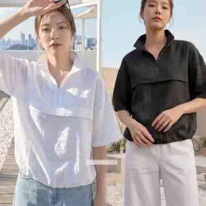 린넨 티셔츠 여성 오버핏 집업 여름 (국내산) 9748 여자 면 마 데일리 스트링 티