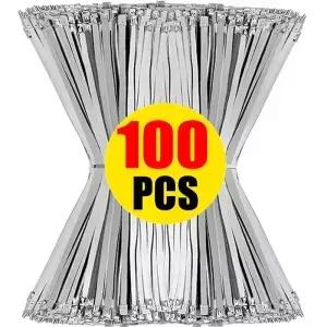 20/00Pcs 스테인레스 스틸 케이블 배기 랩용 금속 지퍼 스트랩 다목적 헤비 듀티 자동 고정 링