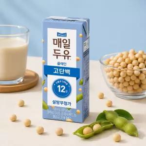 매일두유 플레인 고단백 설탕무첨가 190ml 48팩