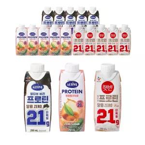 CJ 얼티브 프로틴 로얄밀크티 250ml + 쌀밥맛 250ml + 비건프로틴 초코 250ml 각6개 (총18개)
