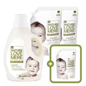 네이쳐러브메레 아기 섬유유연제 용기형 1800ml 1개 + 리필형 1300ml 2팩 (GIFT)세제 오리지널향 500ml 리필 1팩