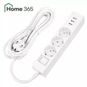 홈365 국산 USB 멀티탭 과부하차단 3구 3m / 고속충전 3포트