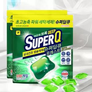 슈퍼딥큐 고농축 캡슐세제 100개입+100개입 포레스트 세탁 실내건조 드럼 일반겸용