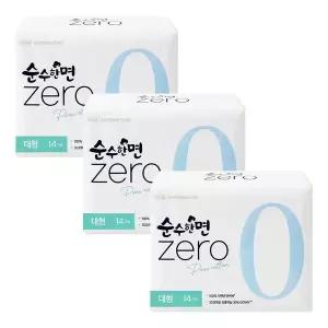 깨끗한나라 순수한면 ZERO 울트라슬림 뉴 대형 날개형 14p X 3개