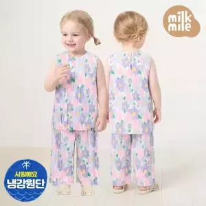 [밀크마일] 샤이닝퍼플플라워냉감주름상하복