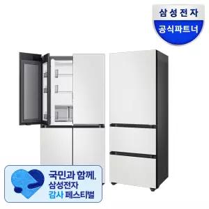 [체감가289만] 삼성 푸드쇼케이스 키친핏 냉장고 김치냉장고 세트 RM70F63M2A RQ33DB74C1AP 코타화이트