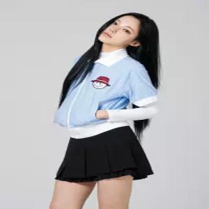 여성 골프 바람막이 반팔 집업 스트라이프 아노락 여자 골프웨어