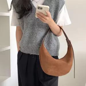[룽스_62]호보 숄더 백 호보백 데일리 출근 가방 브라운