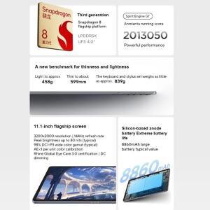 오리지널 레노버 샤오신 패드 프로 GT 스냅드래곤 8 Gen3 8860mAh 배터리 11.1'' 3.2K LCD 144Hz 디스플레