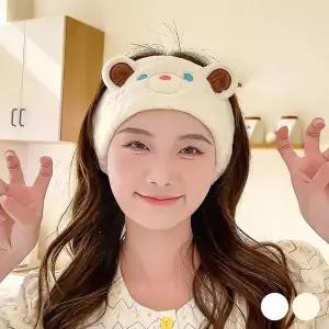 고품질 여성 귀여운 곰돌이 부드러운 극세사 밴딩 세안 밴드 터번 (WE6CDF5)