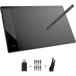 VEIKK A30 V2 드로잉 태블릿 10x6 인치 그래픽 태블릿, 독특한 터치 제스처 패드, 8192 압력 배터리 프리 펜, 4개의 핫키, 호환되는 Windows Mac Andr