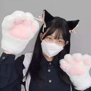 풀세트 고양이 장갑 머리띠 코스튬 4종 풀세트 코스프레 할로윈 클럽 파티 이벤트