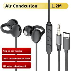 유선 오픈형 이어폰 3.5mm/타입C 공기전도 이어클립 헤드셋 하이파이 사운드 게이밍 음악 HD 마이크 탑재