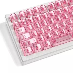 115키 핑크 투명 클리어 키캡 크리스탈 세라믹 PC 키캡 RGB 반사 MDA 프로파일 MX 스위치 키보드용