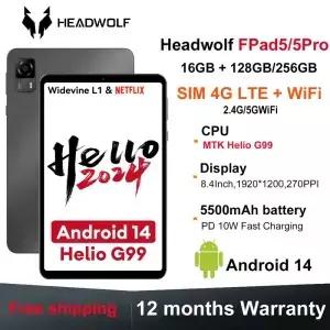 HEADWOLF FPad5 안드로이드 4 태블릿 84인치 최대 6GB 메모리 UFS2 8코어 G99 5500mAh WideVine L