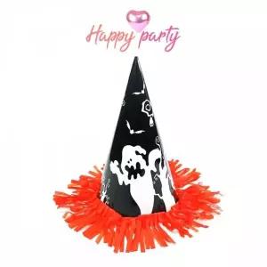 할로윈 호박패턴 검정수술 파티 할로윈모자 분장 생일모자 고깔