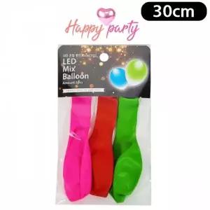 파티풍선 LED 고무풍선 라이트 소품 장식 생일 색상혼합 핑크 30cm