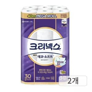 유한킴벌리 크리넥스 데코앤소프트 부케향 3겹 40m 30롤, 2팩