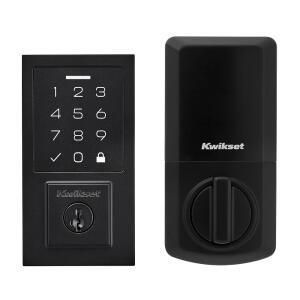 KWIKSET 스마트코드 270 키리스 엔트리 전자 도어 고급 잠금장치, 데드볼트 자동 매트 맞춤형 기능, 블랙 컨템포러리 터치패드 사용자 잠금 코드,