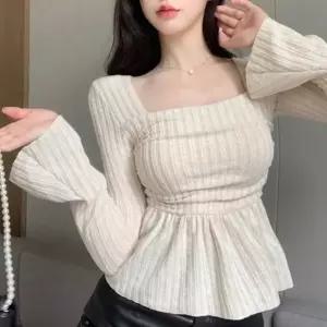 스퀘어넥 슬림 긴팔 티셔츠 NM-0284