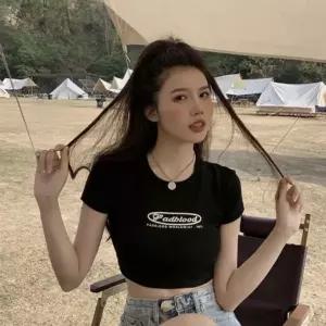 레터링 여자 크롭 반팔 티셔츠 크롭코디 여름크롭티